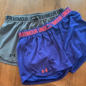 Under Armour Blue and Gray Athletic Shorts Lightweight Performance